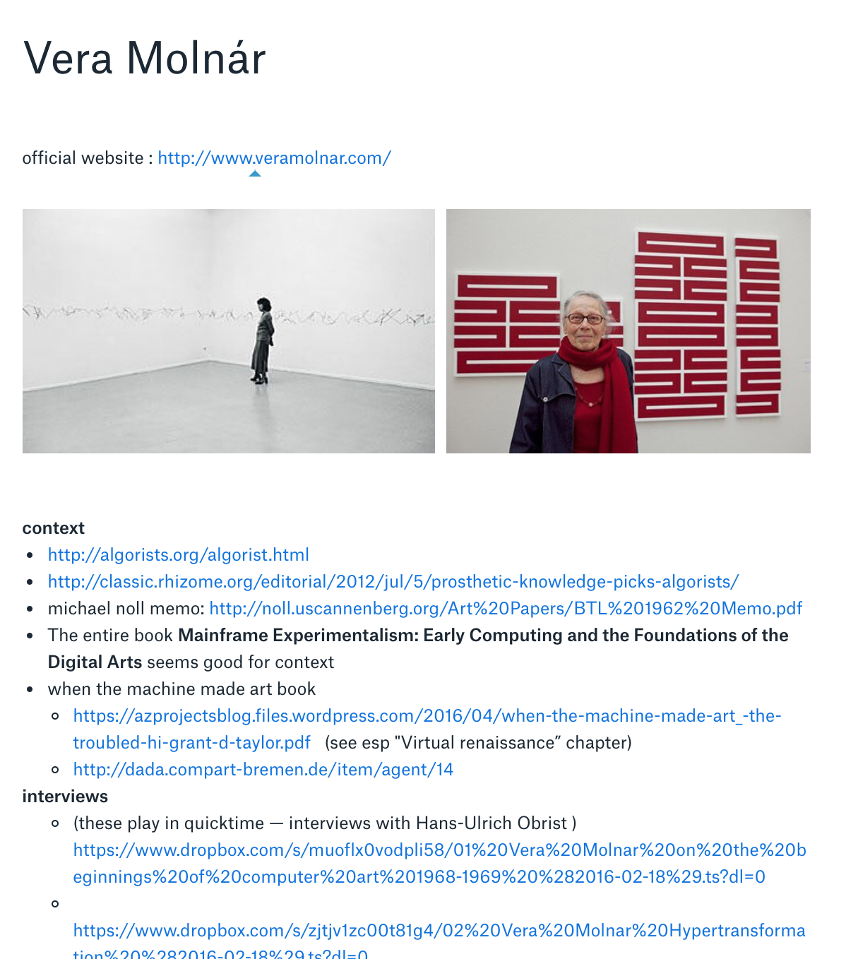 Dropbox Paper Collaboration for Vera
Molnar